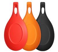 Classicseali Lot de 3 repose-cuillères en silicone, résistants à la chaleur et réutilisables, pour cuillères en bois, fer, cuillères à café, ustensiles de cuisine (noir, rouge, orange)