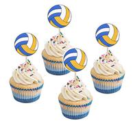 Classicseali Lot de 40 décorations de gâteau de volleyball, décoration de gâteau de volleyball, décoration de gâteau Happy Birthday pour sportifs, activités périphériques, décoration de fête à thème