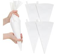 Classicseali Lot de 5 poches à douille professionnelles, 40 x 22 cm, réutilisables, en tissu blanc, en silicone pour glaçage, décoration de cupcakes, sacs à sceller, blancs