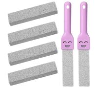 Classicseali Pumice Stone Lot de 4 pierres ponces pour toilettes avec 2 poignées roses pour toilettes, fours, piscines, barbecues et baignoires