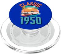 Classique 1950 avec Voiture, Palmiers et Coucher de Soleil PopSockets PopGrip pour MagSafe