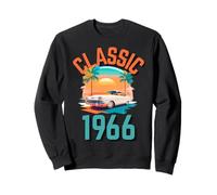 Classique 1966 avec Voiture, Palmiers et Coucher de Soleil Sweatshirt