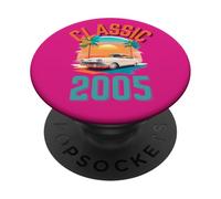 Classique 2005 avec Voiture, Palmiers et Coucher de Soleil PopSockets PopGrip Adhésif