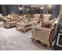 Classique baroque rococo Chesterfield 5pcs Table basse Beige Canapé Meuble