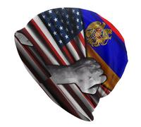 Classique Bonnet De Loisirs Drapeaux Américains Et Arméniens Chapeaux De Course Unisexe Capuche Tricotée pour Le Sport, Le Patinage, Le Camping