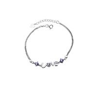 Classique Bracelet Messages Perles Pour Breloques Bijoux Bracelet Cadeau Or 18K Pour Femme Argent de Naissance Chaîne Jour Amour Pour Bracelets Bracelet Naturelle Phrases Empilable (Purple, One Size)