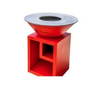 CLASSIQUE Brasero Double Cuve Aluminium 103x90cm - Rouge - Design moderne et spacieux, idéal pour de grandes soirées