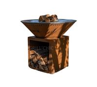 CLASSIQUE Brasero Double Cuve Corten Ø103x92cm - Idéal pour des soirées chaleureuses en extérieur avec un design élégant