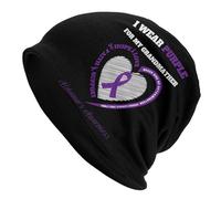 Classique Casquette De Crâne Je Porte du Violet pour Ma Grand-Mère Et pour Sensibiliser À La Maladie D'Alzheimer Bonnet d'hiver Tricoté Doux Cycling Cap pour Le Patinage, Le Camping, Running