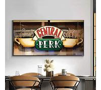 Classique Central Perk Café Toile Peinture US Friends TV Prints Affiche Wall Art Photos pour La Maison Cantine Décor 40x80cm(16x31in） avec cadre