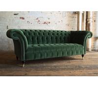classique Chesterfield design canapé 4 places canapé velours cuir big vert nouveau
