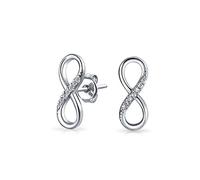 Classique Cubic Zirconia Eternity Cz Accent Pave Romantic Love Knot Symbol Eternity L'Infini Stud Ears For Women Teens Girlfriend 14K Or Jaune Rose Plaqué .925 Argent Sterling
