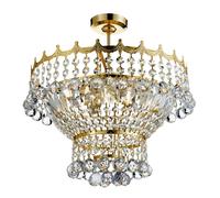 Classique Deckenleuchte 5x E14 Plafonnier Ø44cm Cristal en Chrome Or Intérieur