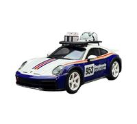 Classique Die Cast Modèle 1/18 pour Porsche 911 Dakar 2022 Modèle Voiture en Alliage Bleu avec Porte-Bagages Collection D'ornements en Métal Miniature De Collection