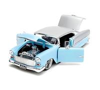 Classique Die Cast Modèle 1:24 pour Chevrolet Bel Air 1955 Bleu Simulation De Voiture Classique Modèle en Alliage Produit Fini Décoration Miniature De Collection