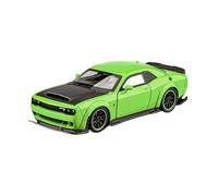 Classique Die Cast Modèle 1:32 pour Challenger Alliage Voiture De Sport Modèle SRT Hellcat Noir Son Et Lumière Tirer Jouet Miniature De Collection(Green)
