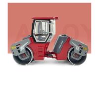 Classique Die Cast Modèle 1:60 pour Modèle De Véhicule D'ingénierie De Machine Pavage À Rouleaux À Double Roue en Acier Allié avec Porte Ouverte Miniature De Collection(Red)