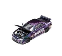 Classique Die Cast Modèle 1:64 pour Nissan GTR 34GT Décalcomanies Peinture Ouvrable Alliage Modèle De Voiture Thème Scène Affichage Miniature De Collection(Style 1)