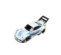 Classique Die Cast Modèle Modèle Voiture en Alliage Peint pour Porsche RWB 993 Modèle Voiture Lumineux Dragon Year Ornements Artisanaux 1:64 Miniature De Collection(White2)