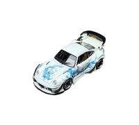Classique Die Cast Modèle Modèle Voiture en Alliage Peint pour Porsche RWB 993 Modèle Voiture Lumineux Dragon Year Ornements Artisanaux 1:64 Miniature De Collection(White1)