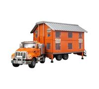 Classique Die Cast Modèle Modèle Voiture Jouet Alliage Véhicule D'ingénierie Camping-Car Voiture Voyage Modifiée Pliable Et Déformée Échelle 1:50 Miniature De Collection(Orange)