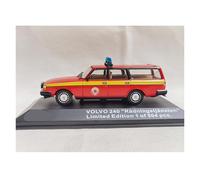 Classique Die Cast Modèle pour Volvo 240 Modèle De Voiture De Police en Métal Moulé IXO Échelle 1:43 (Rouge) Ornements De Collection Miniature De Collection