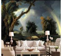 Classique En Relief Arc En Ciel Arbres Paysage Papier Peint 3D Installation Facile Intissé Tapisserie Bureau Salon Canapé Chambre Décoration Murale-200cm×140cm