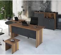 Classiqueе Ensemble de meubles de bureau 3pcs Bureau d'angle Bureau complet bois Gris Bureau