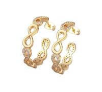Classique Étincelant Zircon Fashion Design Amour Infini Grand Cercle Boucles D’Oreilles Créoles 8 Forme Couleur Or pour Femmes Cadeau De Fête
