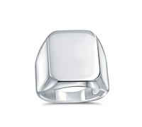 Classique Executive Géométrique Personnaliser Graver Simple Grand Rectangle Personnaliser Initiale Monogramme Bague Pour Hommes Polished Shine .925 Argent Sterling