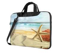 Classique Moderne Étoile de Mer Et Corail Sur Plage De Sable Paysage Sac Pour Ordinateur Portable Porte-Documents Pad Compartiment Ordinateur Portable Élégant Sac D'affaires Bureau Séparé, Noir , 13