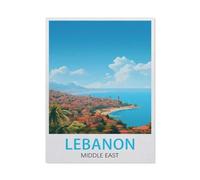 Classique Puzzle Adulte 1000 Pièces Paysage Puzzle en Bois，Affiche de Voyage Vintage du Liban，DIY Objets De Collection Décoration De La Maison Moderne（75x50cm）-BE43