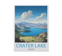 Classique Puzzle Adulte 1000 Pièces Paysage Puzzle en Bois，Lac Crater Oregon，DIY Objets De Collection Décoration De La Maison Moderne（75x50cm）-G28