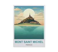 Classique Puzzle Adulte 1000 Pièces Paysage Puzzle en Bois，Mont-Saint-Michel, France，DIY Cadeaux De Noël Décor À La Maison（75x50cm）-R19