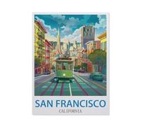 Classique Puzzle Adulte 1000 Pièces Paysage Puzzle en Bois，San Francisco, Californie，DIY Objets De Collection Décoration De La Maison Moderne（75x50cm）-O4