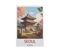 Classique Puzzle Adulte 1000 Pièces Paysage Puzzle en Bois，Séoul, Corée，DIY Objets De Collection Décoration De La Maison Moderne（75x50cm）-K8