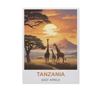 Classique Puzzle Adulte 1000 Pièces Paysage Puzzle en Bois，Tanzanie Afrique de l'est，DIY Objets De Collection Décoration De La Maison Moderne（75x50cm）-IB14