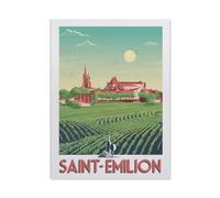 Classique Puzzle Adulte 1000 Pièces Paysage Puzzle en Papier，Affiche de Voyage Vintage en France Église de Saint-Émilion，DIY Cadeaux De Noël Décor À La Maison（50x70cm）-BM38