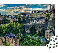 Classique Puzzle Jouet Adultes Jigsaw Vue aérienne panoramique du Luxembourg par une belle journée d'été, Luxembourg - puzzle classique Cadeau de vacances-1000 Pièces