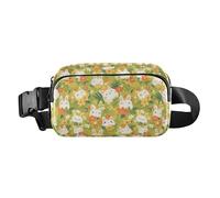 Classique Reggae Color Music Sac banane élégant pour homme et femme pour voyage, vacances, course à pied, Dessin animé Chat Lapin et Fleur Vert, 1 Size