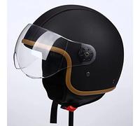 Classique Retro Casques Moto, ECE Homologué Demi-Casque Jet,Casque en Cuir Vintage Casque Mobylette avec Visière, pour Scooter Racing Femmes Hommes