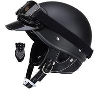 Classique Retro Casques Moto, Jet Casque, Cyclomoteur Casque ECE/Dot Homologué Demi-Casque, Casque Vintage Casque Mobylette pour Scooter Femmes Hommes pour Motos Chopper Mobylette 4,L