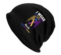 Classique Slouch Beanie Je Porte du Bleu, du Jaune Et du Violet pour La Sensibilisation Au Cancer De La Vessie De Mon Oncle Cycling Cap Unisexe Casquette Coupe-Vent pour Le Camping, Adultes
