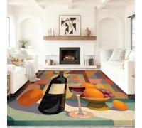Classique Tapis de Salon Moelleux et Confortable 120 x 180 cm Multicolore | Tapis Salon, Moquette, Descente De Lit Tapis Chambre Peinture À L'Huile Blocs De Couleur Vin RougeDouce Antidérapant