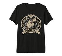 Classique Vintage Keep Calm & Make Coffee Barista Peace T-Shirt Haut de Gamme