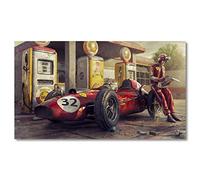 Classique Vintage Voiture Art Mur Affiche Murale Ferrari Racing F1 Toile Peinture Image Salon Maison Décoration Murale 80x120cm (32x47in) Sans Cadre