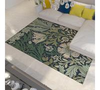 Classique William Morris Fausse Laine Mince Esthétique Botanique Floral Antidérapant Tapis de Salon 80x150cm Lavable Vert Sauge Jeté pour Cuisine Entrée Chambre