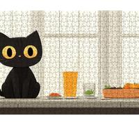 Classiques Puzzle Adultes 2000 Pieces, Petit DéJeuner Chat Noir LDYQS5-198