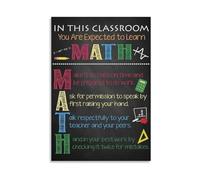 Classroom Management Poster for Math Teachers, Inspirational Classroom Rules, Educational Wall Art Decor, Canvas Print(Framed,12x18inch(30x45cm))