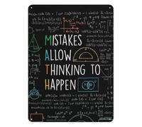 Classroom Motivation Metal Sign Think Through Mistakes 12x8 Inch